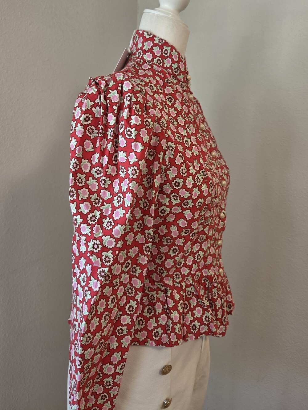 Batsheva Grace Red Floral Button Cotton Blouse Women's 0 NWT New - Picture 14 of 16